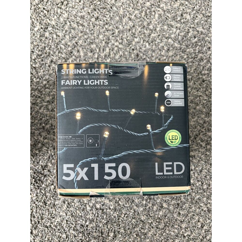 750 LED 245FT Star String Lights – Warm White – 8 Modes – Green Wire